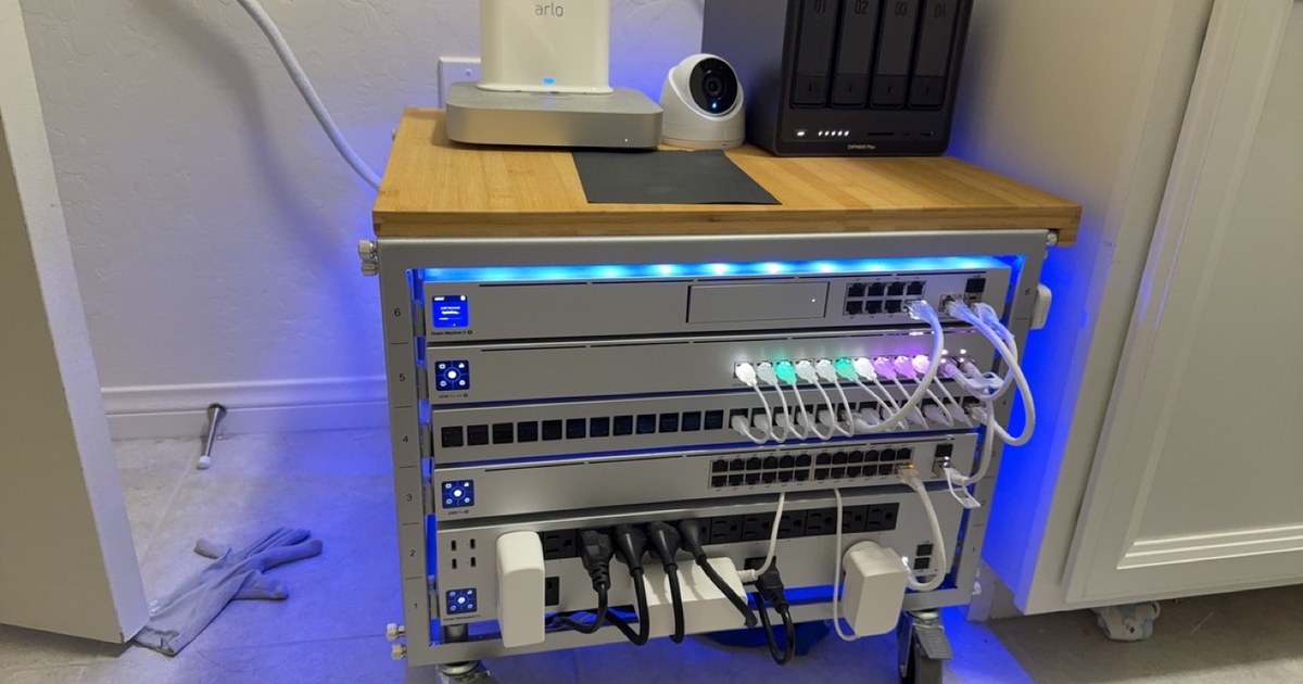 Clean network rack with camera equipment